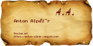 Anton Alpár névjegykártya